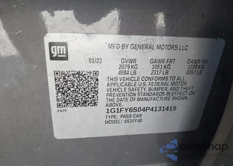 2023 Chevrolet Bolt Euv Fwd Lt z USA, uszkodzony, nr VIN 1G1FY6S04P4131415